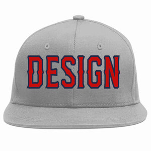 Conception personnalisée de casquette de baseball de sport à Eaves plates gris rouge-marine pour hommes/femmes/jeunes