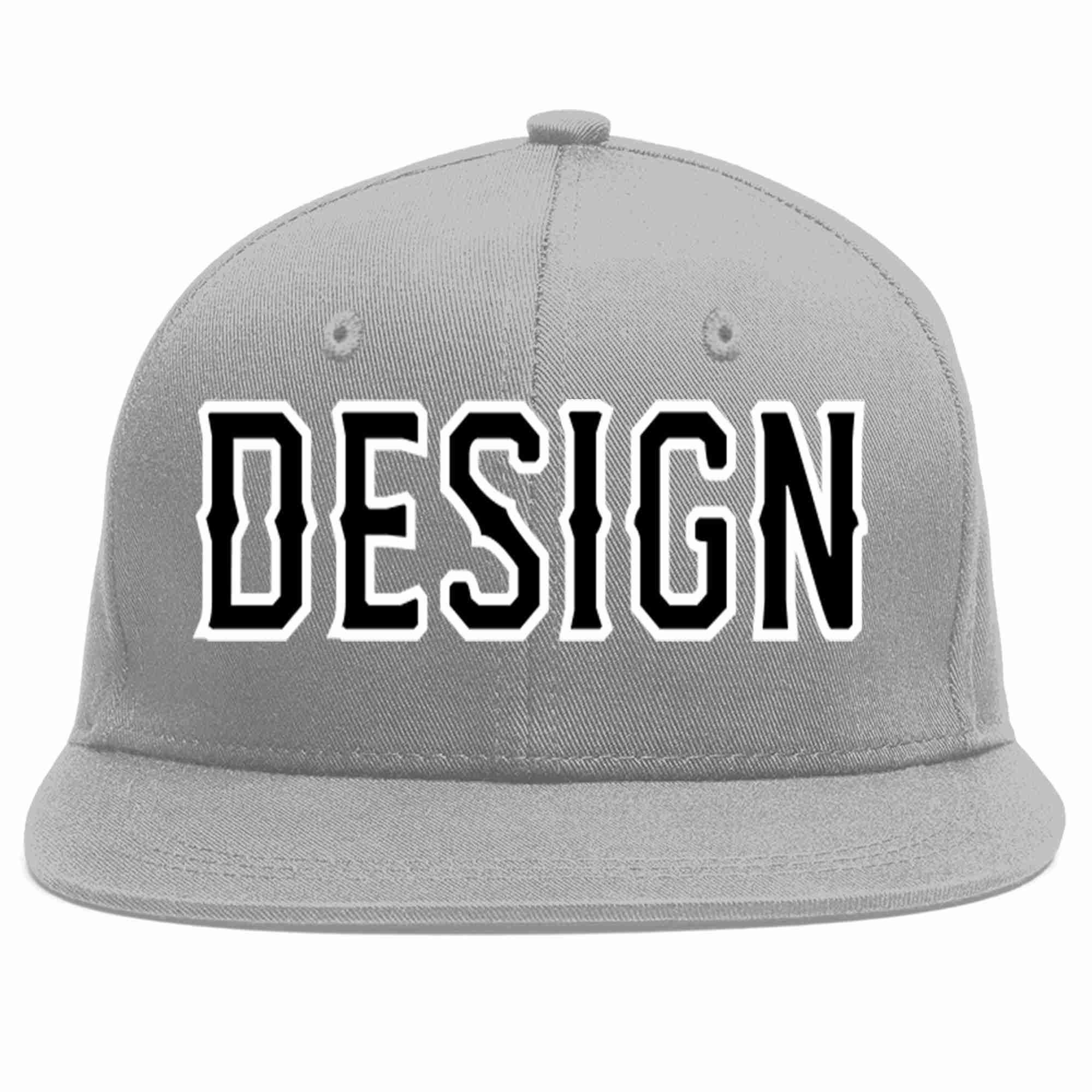 Custom Gray Black-White Flat Eaves Sport Baseball Cap Design for Men/Women/Youth