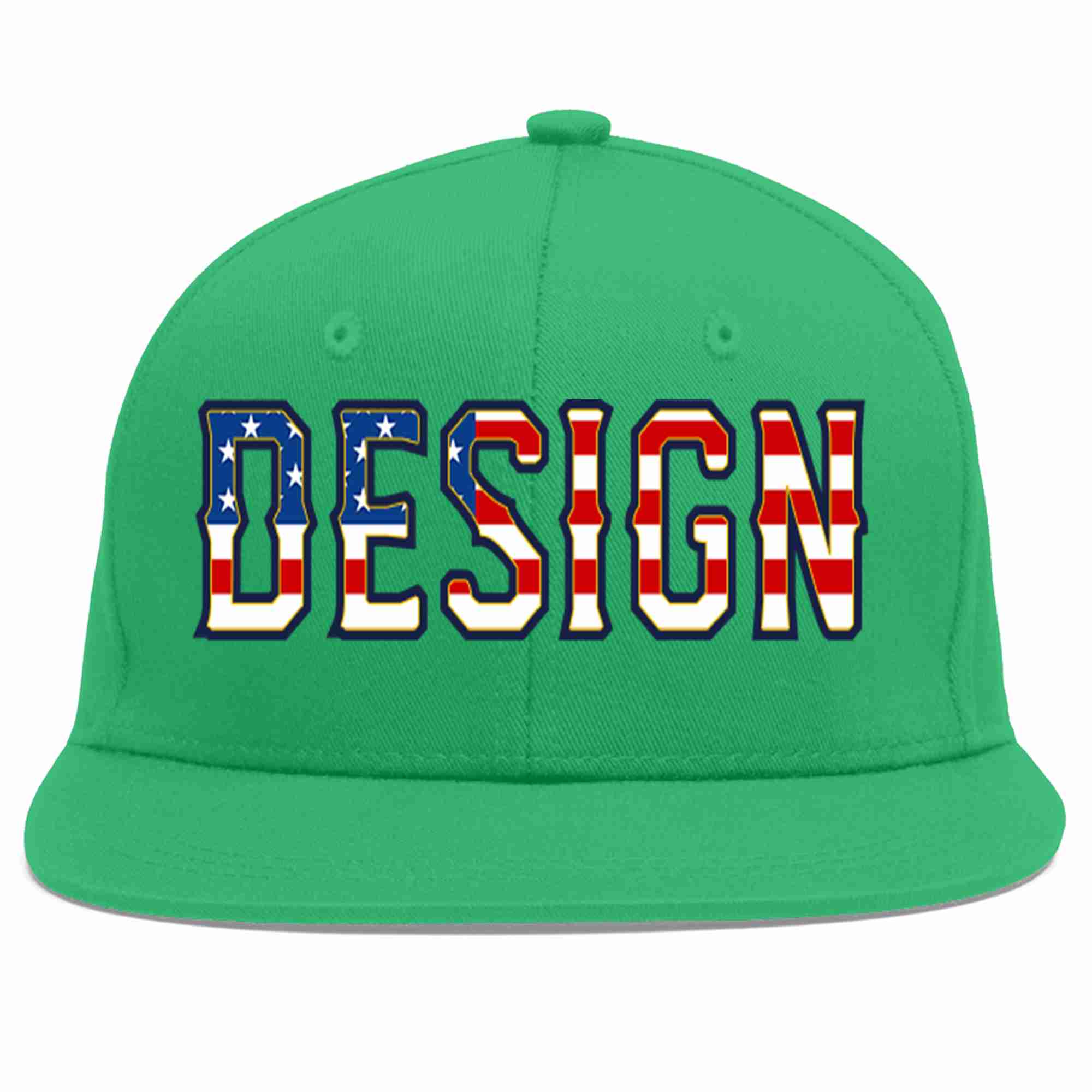 Custom Teal Vintage USA Flag-Gold Flat Eaves Sport Baseball Cap