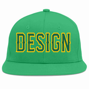 Custom Teal Kelly Green-Gold Flat Eaves Sport Baseball Cap