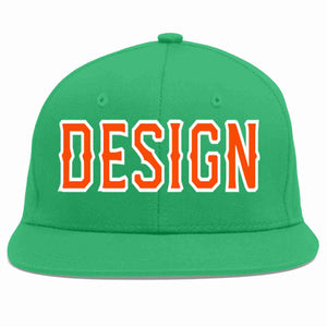 Custom Teal Orange-White Flat Eaves Sport Baseball Cap