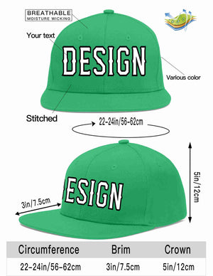 Custom Teal White-Black Flat Eaves Sport Baseball Cap