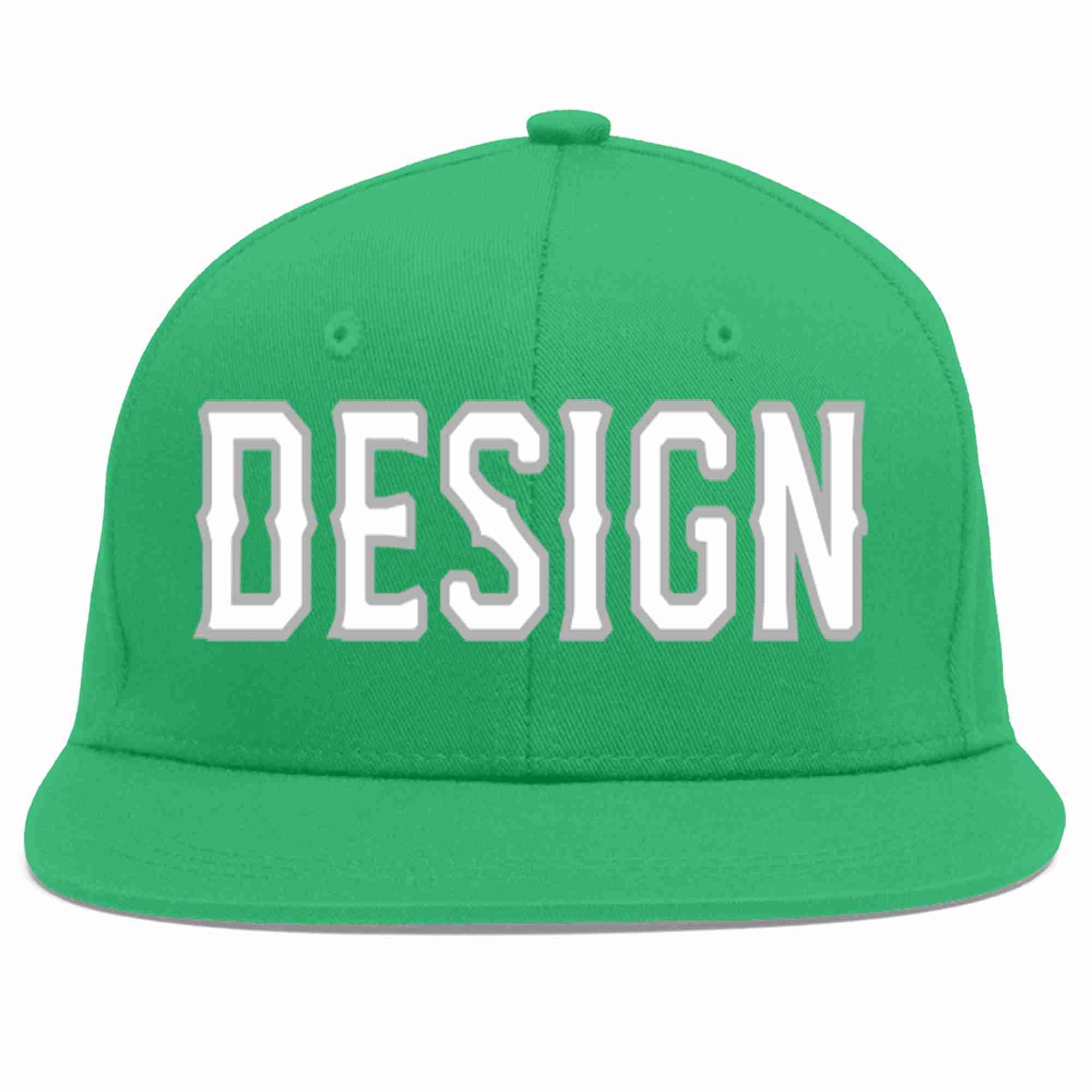 Custom Teal White-Gray Flat Eaves Sport Baseball Cap