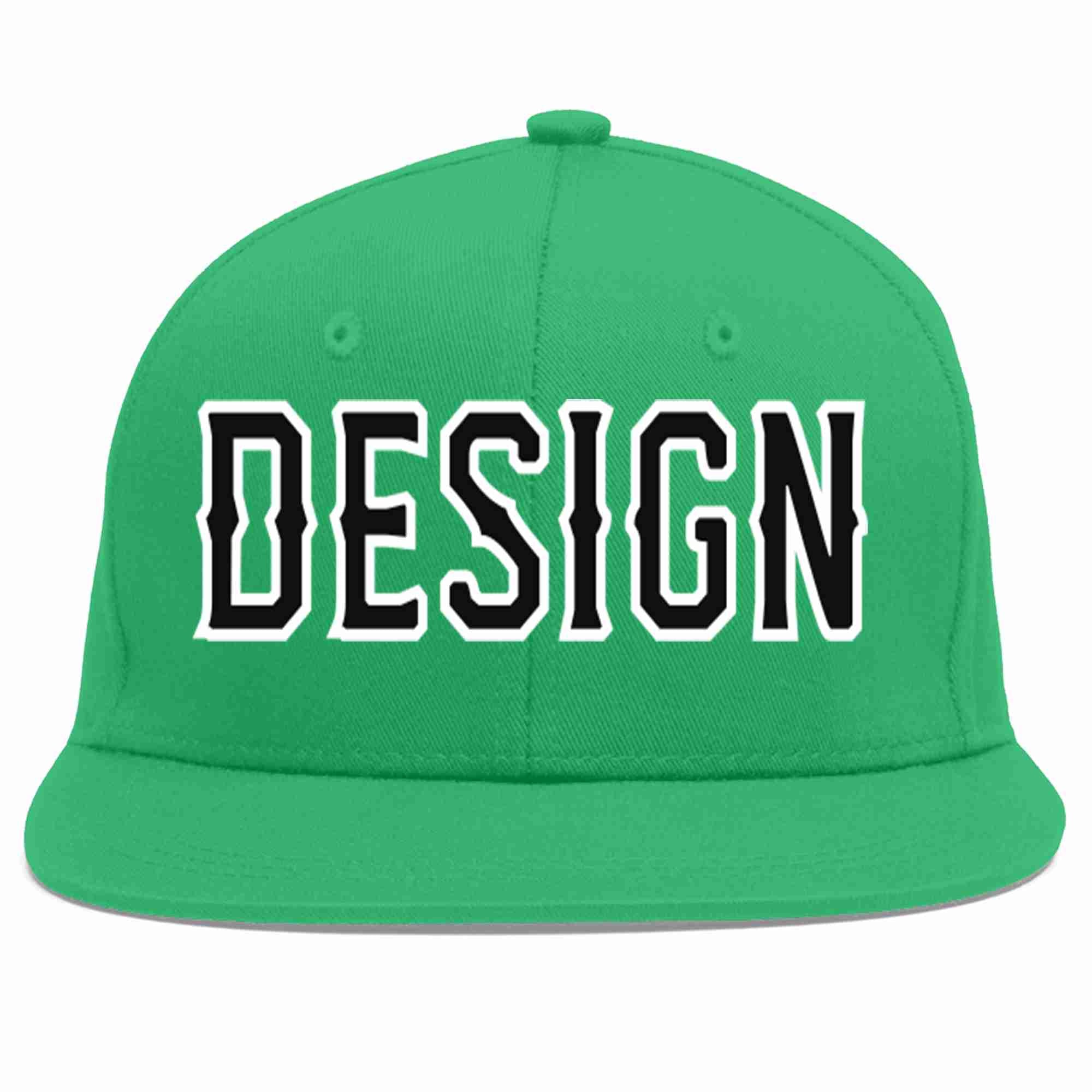 Custom Teal Black-White Flat Eaves Sport Baseball Cap