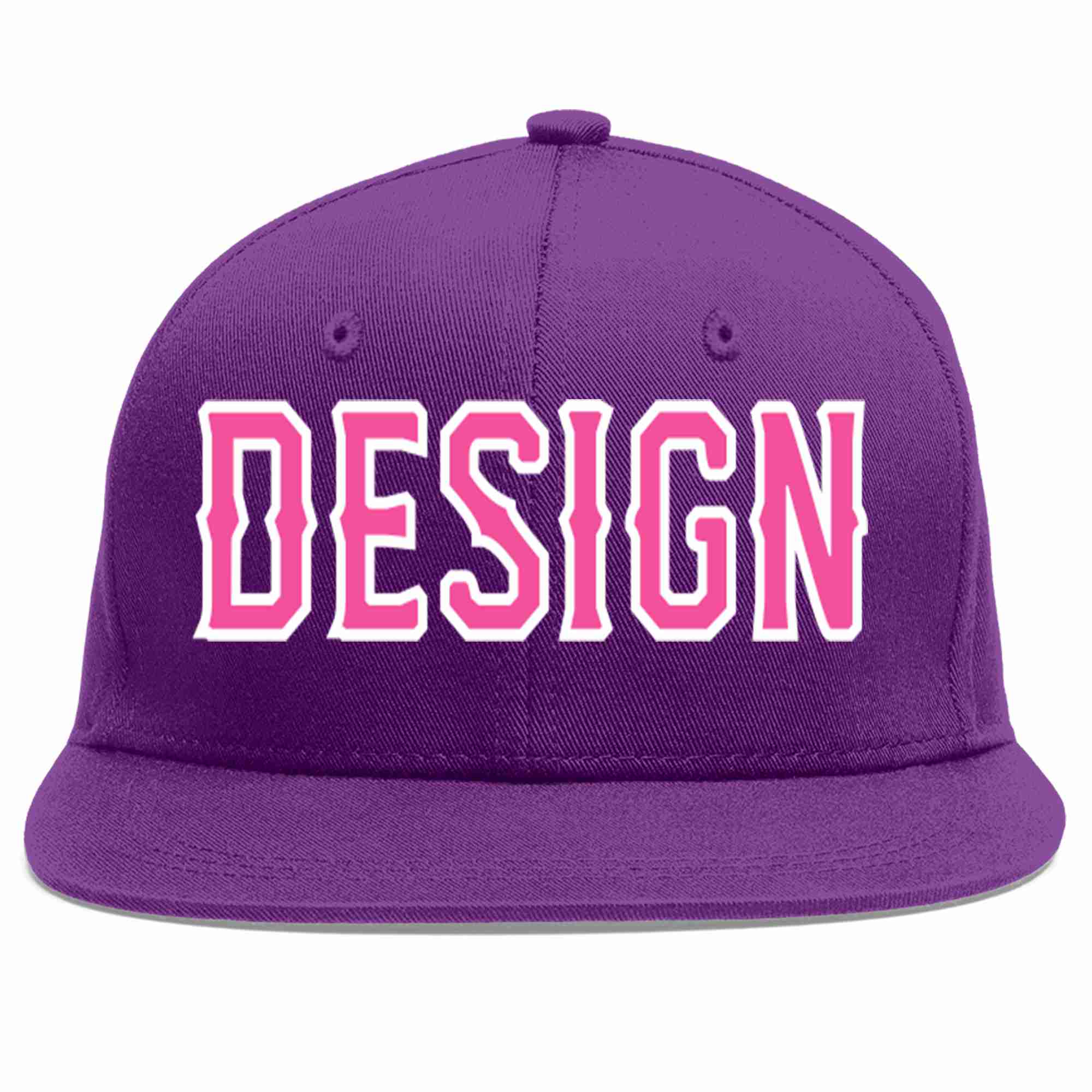 Conception personnalisée de casquette de baseball de sport à avant-toit plat violet rose-blanc pour hommes/femmes/jeunes