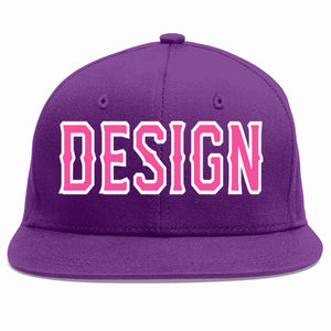 Custom Purple Pink-White Flat Eaves Sport Baseball Cap Design for Men/Women/Youth