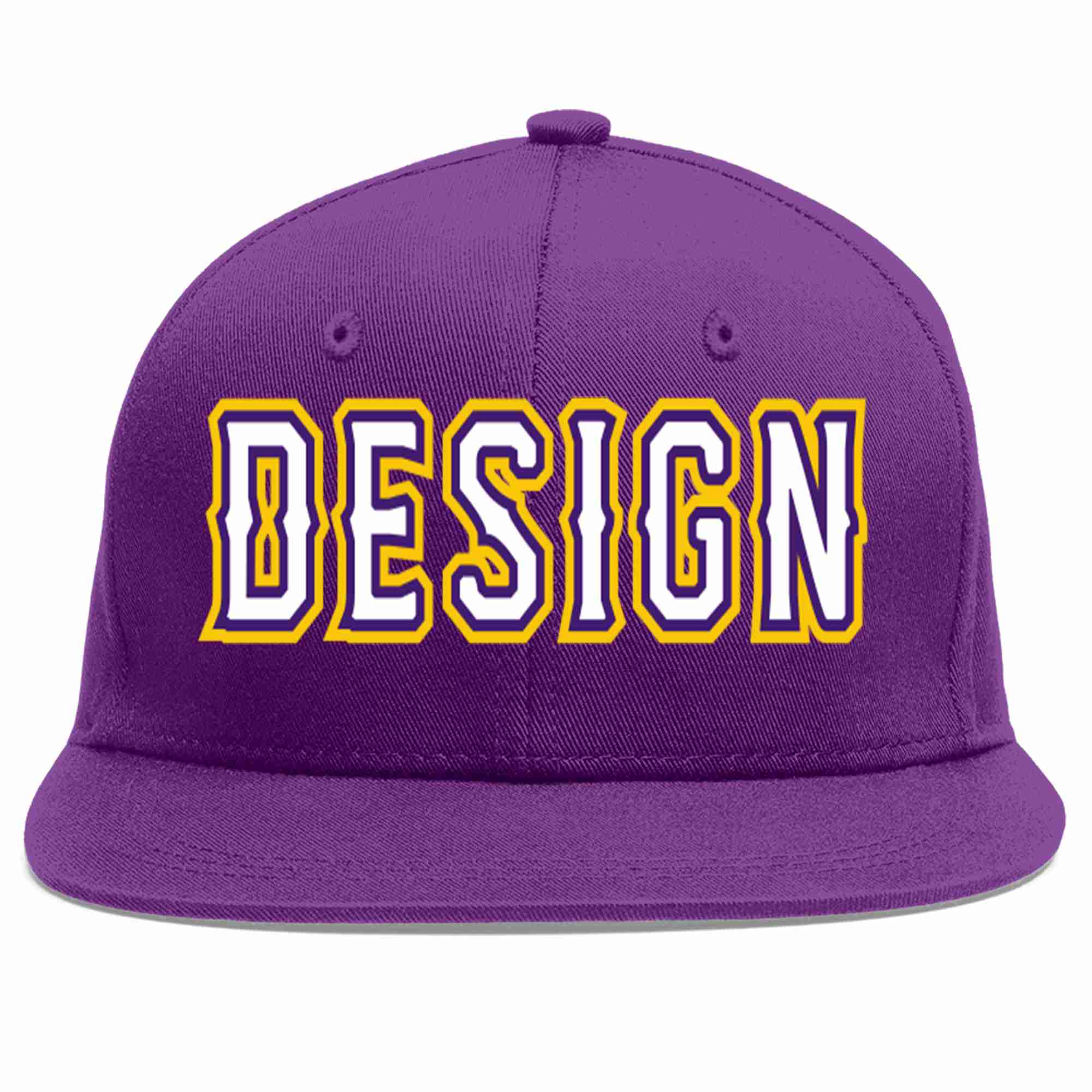 Conception personnalisée de casquette de baseball de sport à avant-toit plat violet blanc-violet pour hommes/femmes/jeunes