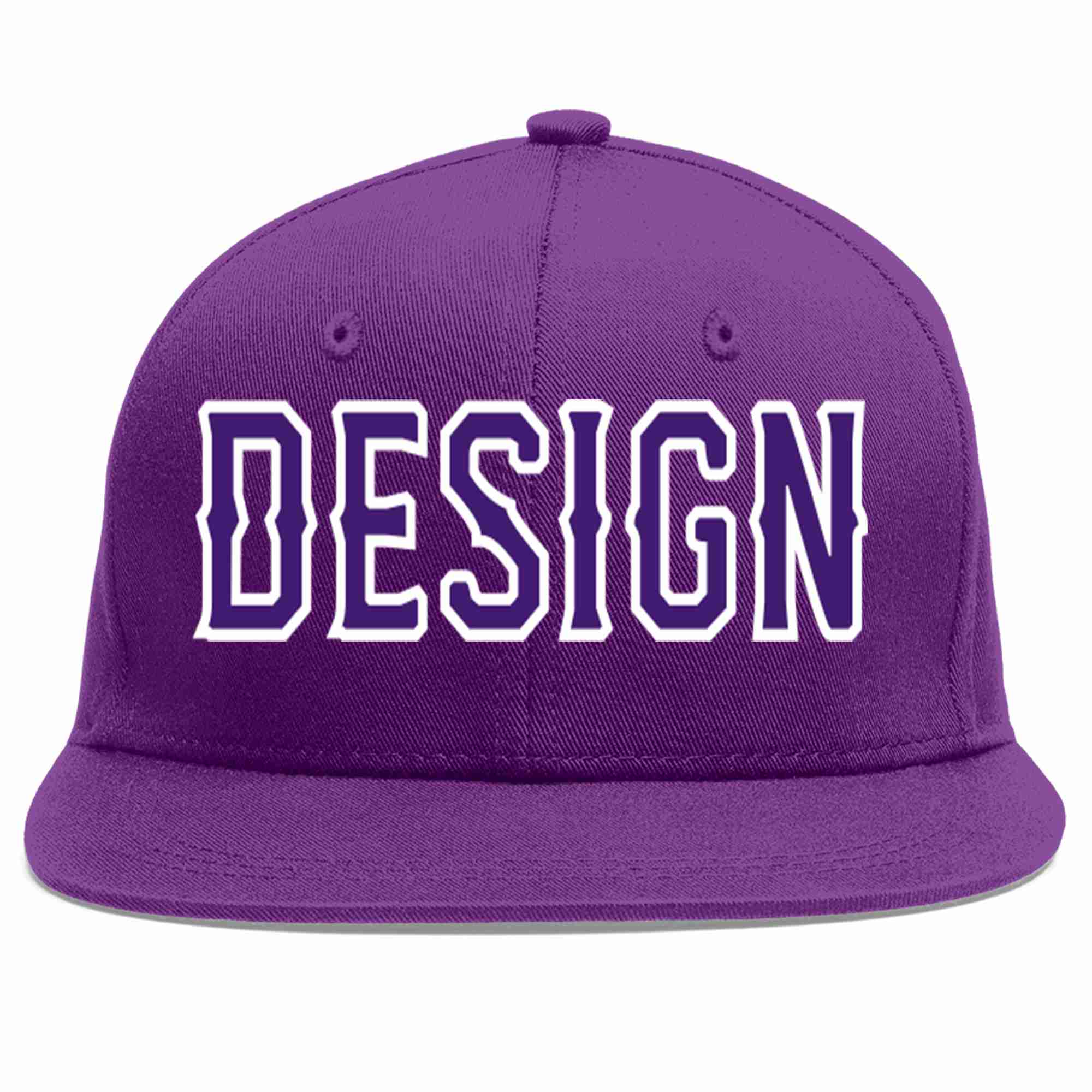 Conception personnalisée de casquette de baseball de sport à avant-toit plat violet violet-blanc pour hommes/femmes/jeunes