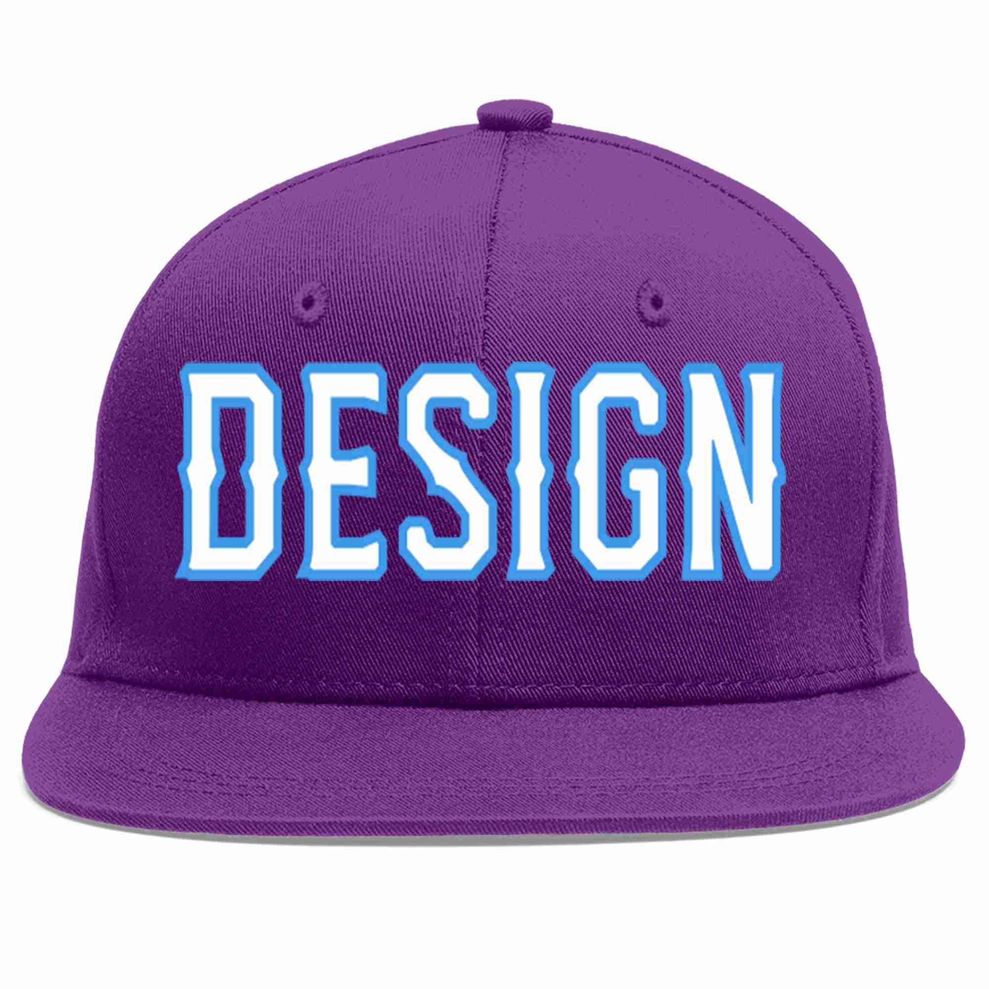 Conception personnalisée de casquette de baseball de sport à avant-toit plat violet blanc-bleu poudré pour hommes/femmes/jeunes