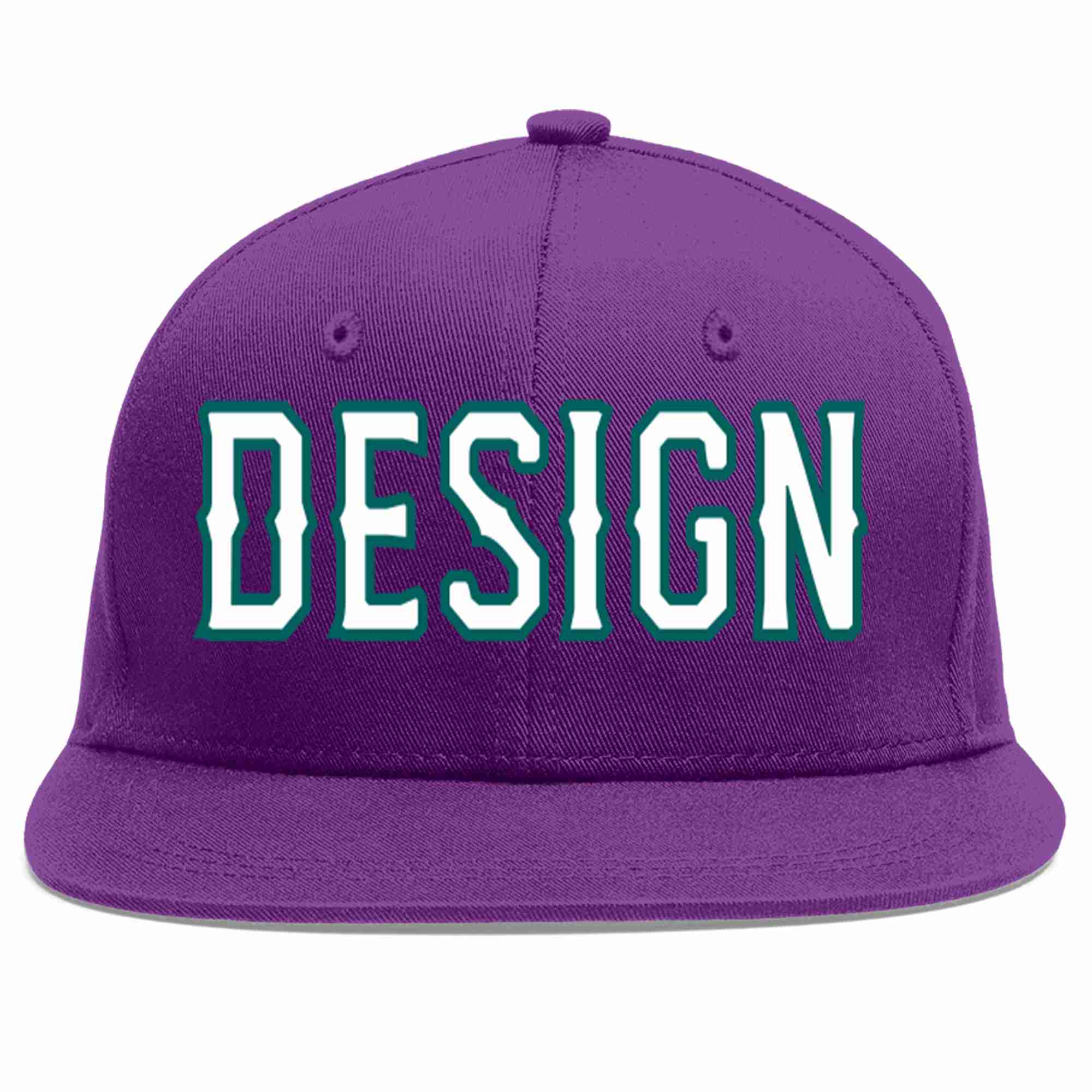 Conception personnalisée de casquette de baseball de sport à Eaves plates violet blanc-aqua pour hommes/femmes/jeunes