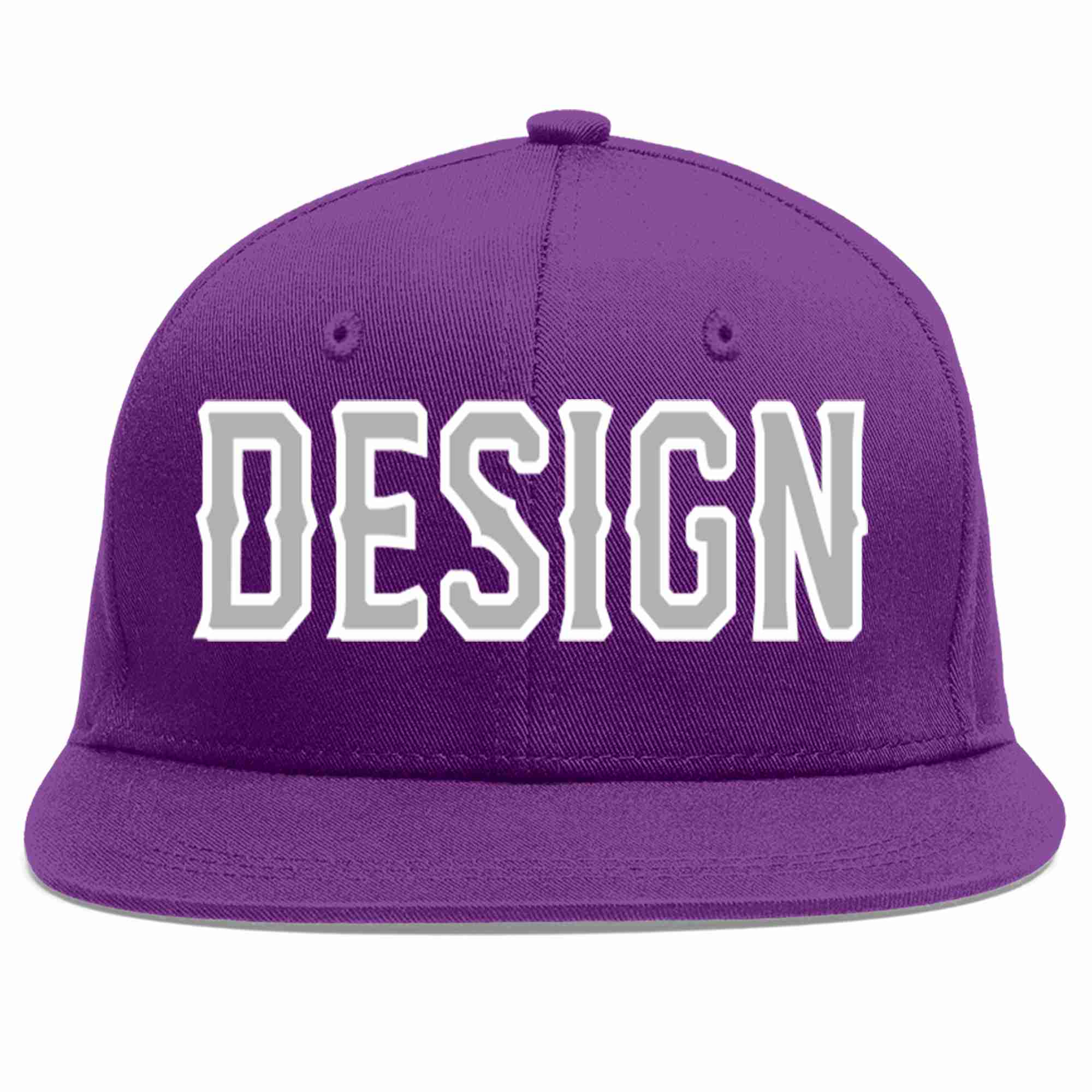 Conception personnalisée de casquette de baseball de sport à avant-toit plat violet gris-blanc pour hommes/femmes/jeunes