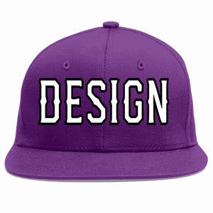 Custom Purple White-Black Flat Eaves Sport Baseball Cap Design for Men/Women/Youth