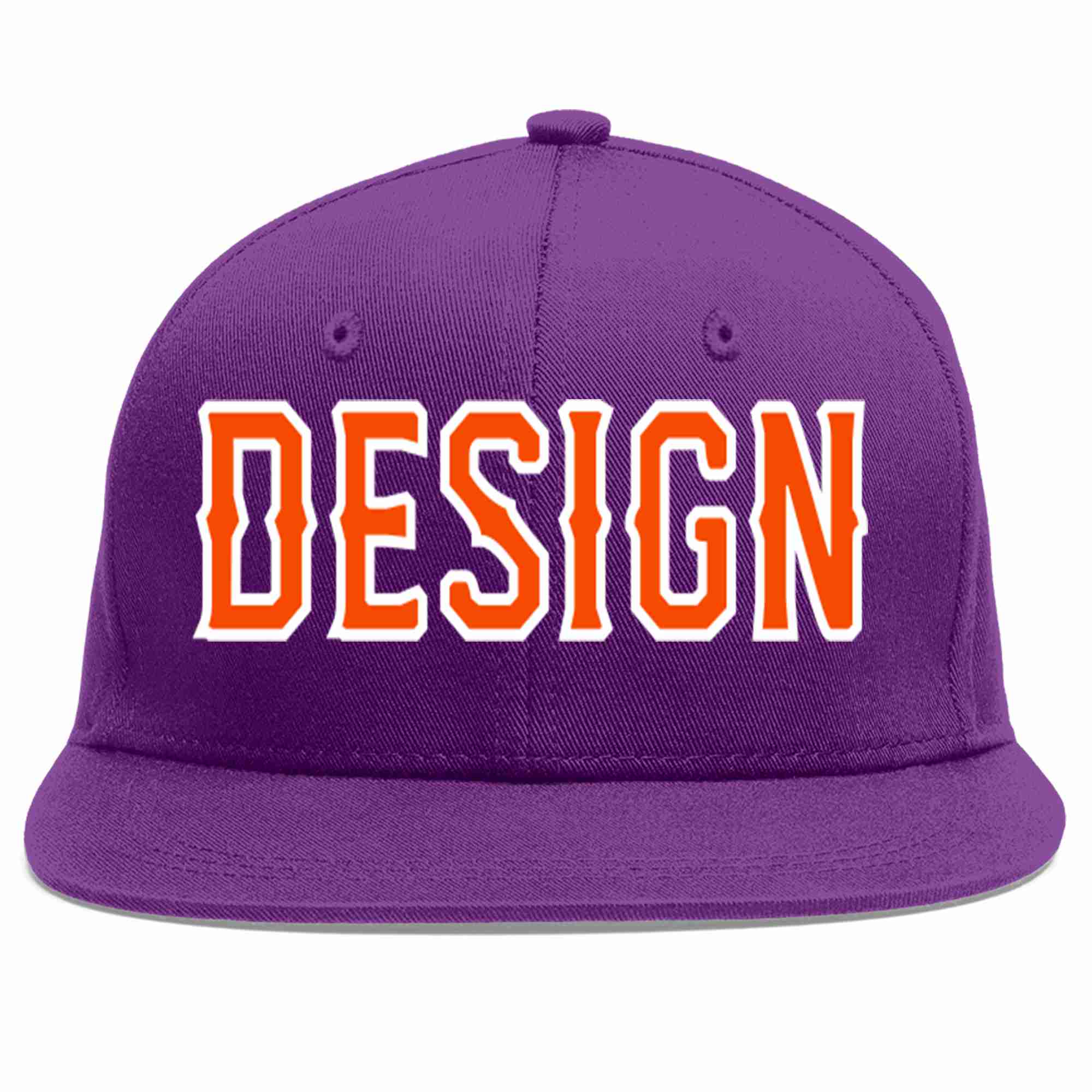 Custom Purple Orange-White Flat Eaves Sport Baseball Cap Design for Men/Women/Youth