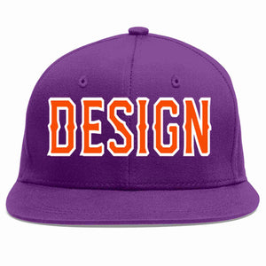 Conception personnalisée de casquette de baseball de sport à avant-toit plat violet orange-blanc pour hommes/femmes/jeunes