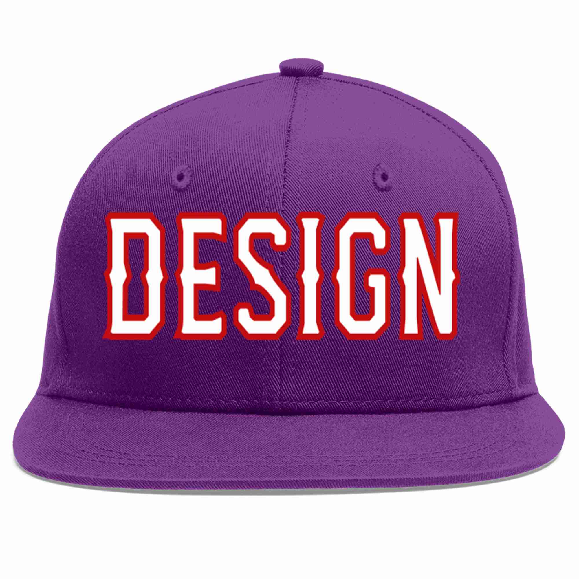 Conception personnalisée de casquette de baseball de sport à avant-toit plat violet blanc-rouge pour hommes/femmes/jeunes