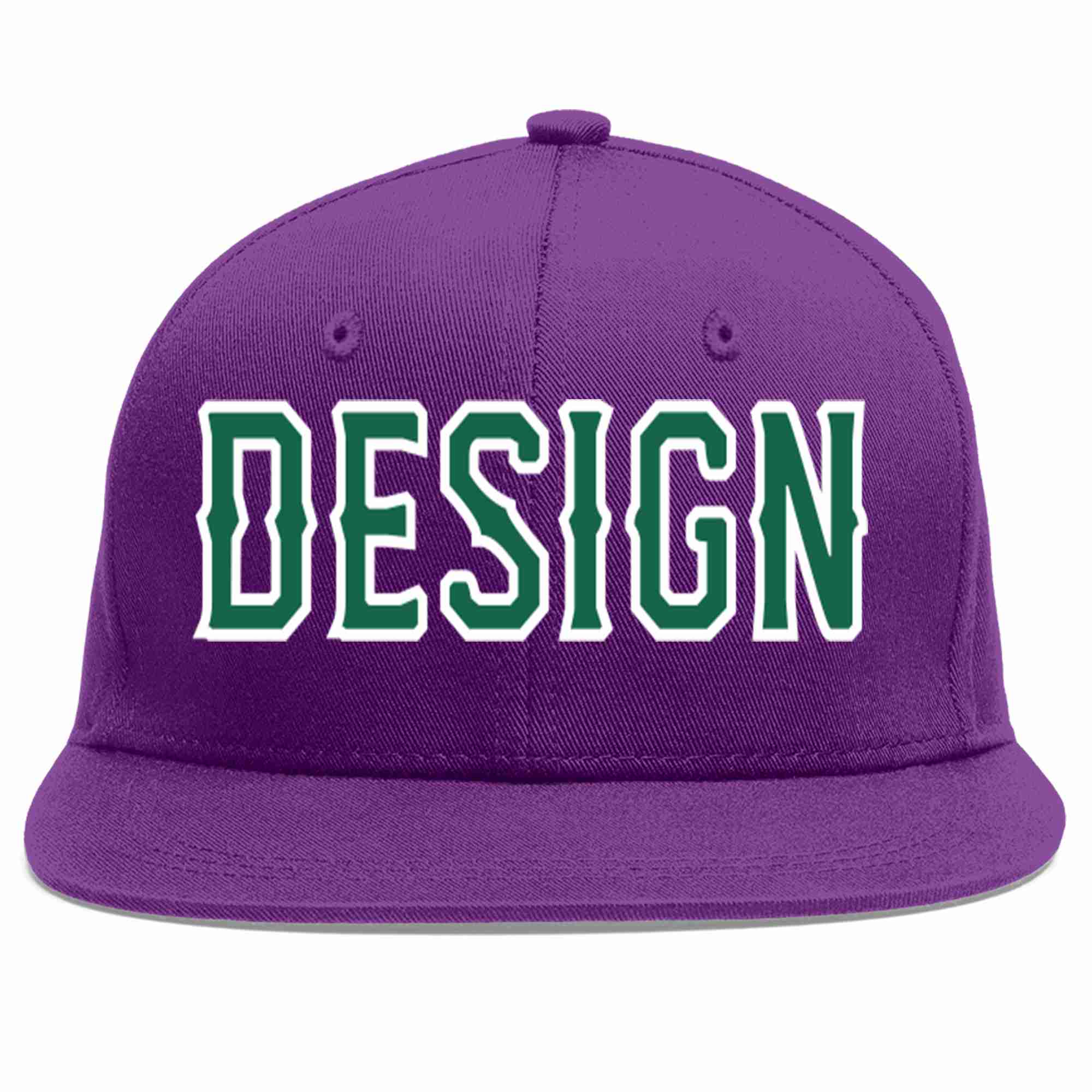 Conception personnalisée de casquette de baseball de sport à avant-toit plat vert-blanc violet Kelly pour hommes/femmes/jeunes