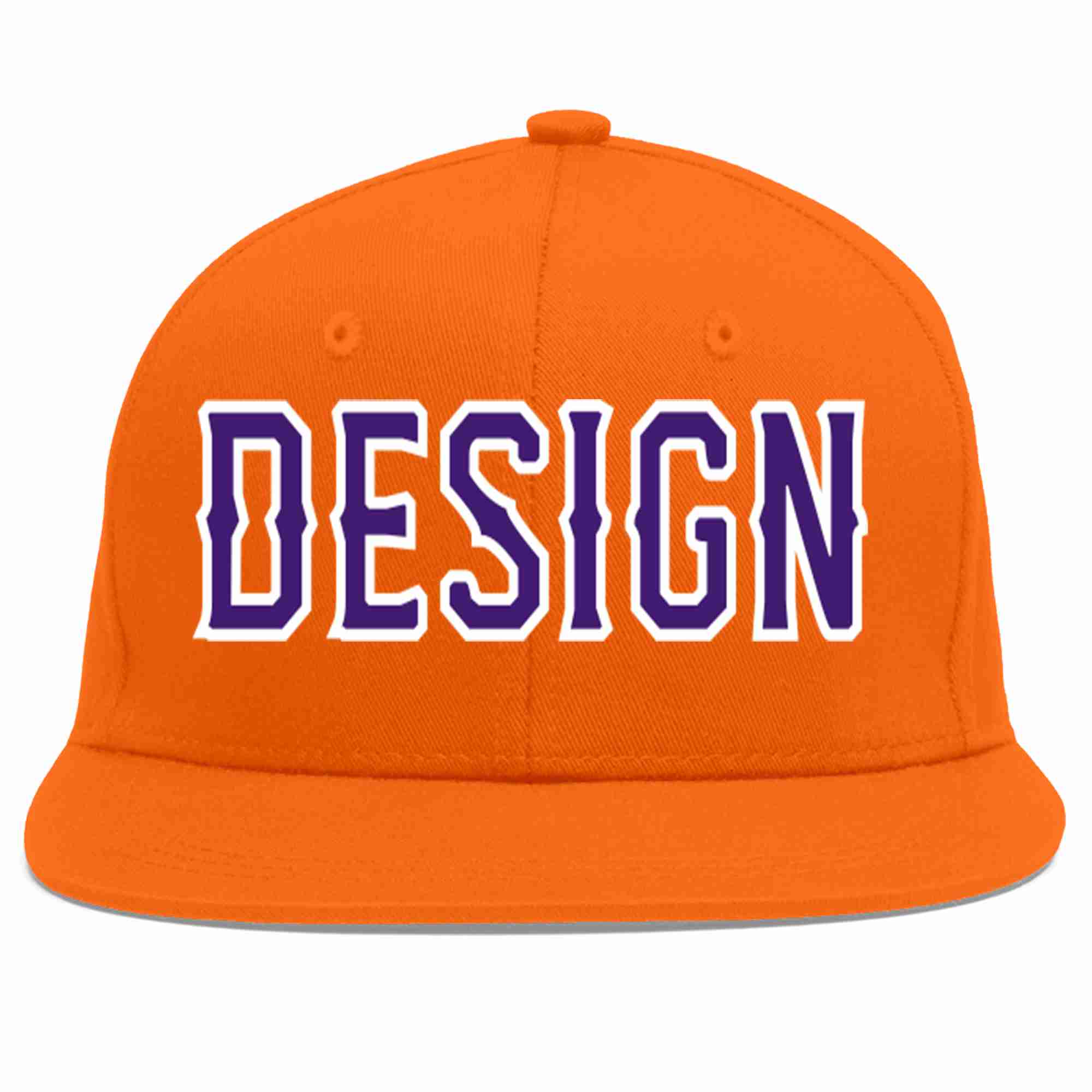 Conception personnalisée de casquette de baseball de sport à avant-toit plat orange violet-blanc pour hommes/femmes/jeunes