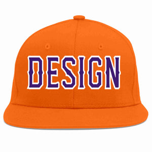 Custom Orange purple-White Flat Eaves Sport Baseball Cap Design for Men/Women/Youth