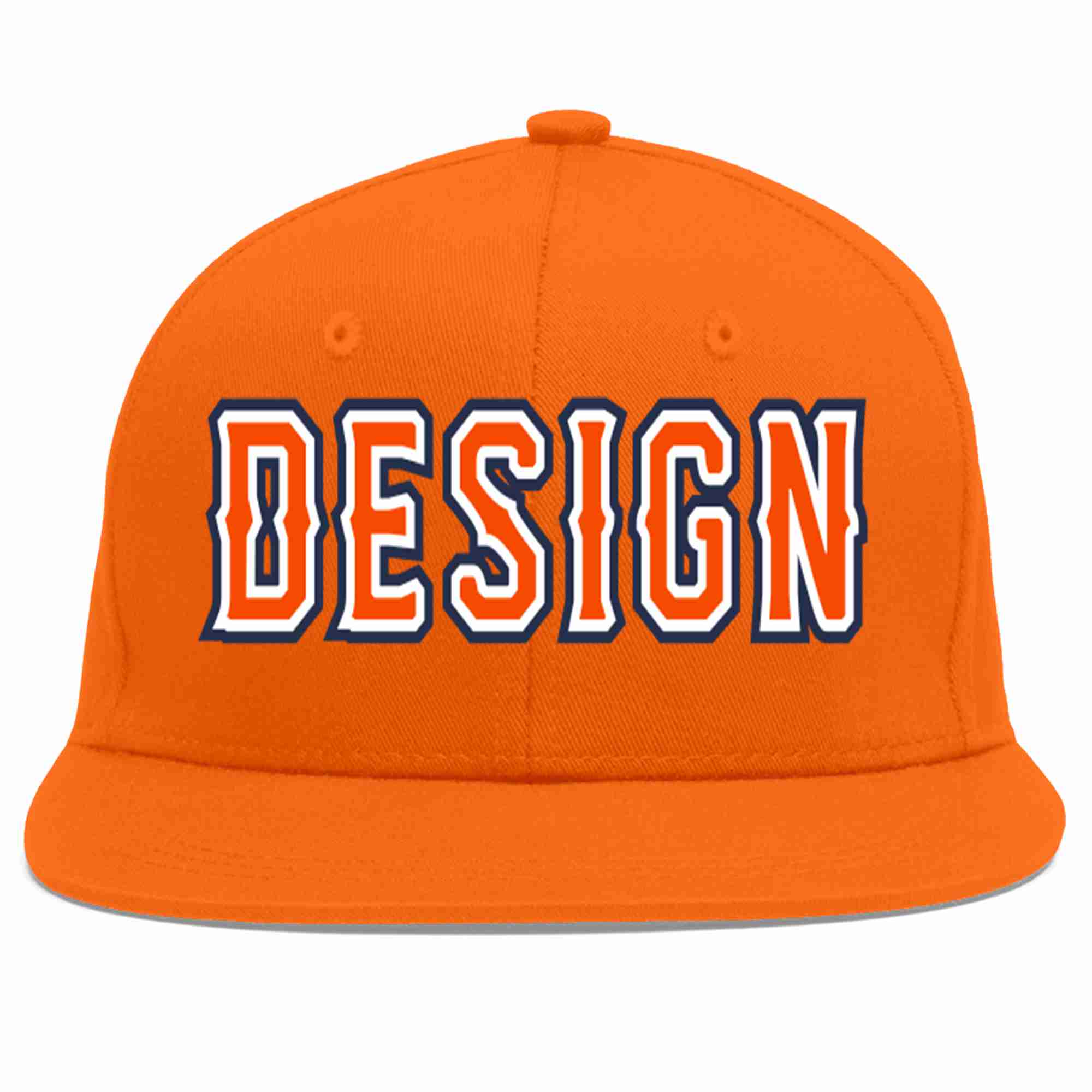 Conception personnalisée de casquette de baseball de sport à avant-toit plat orange orange-blanc pour hommes/femmes/jeunes