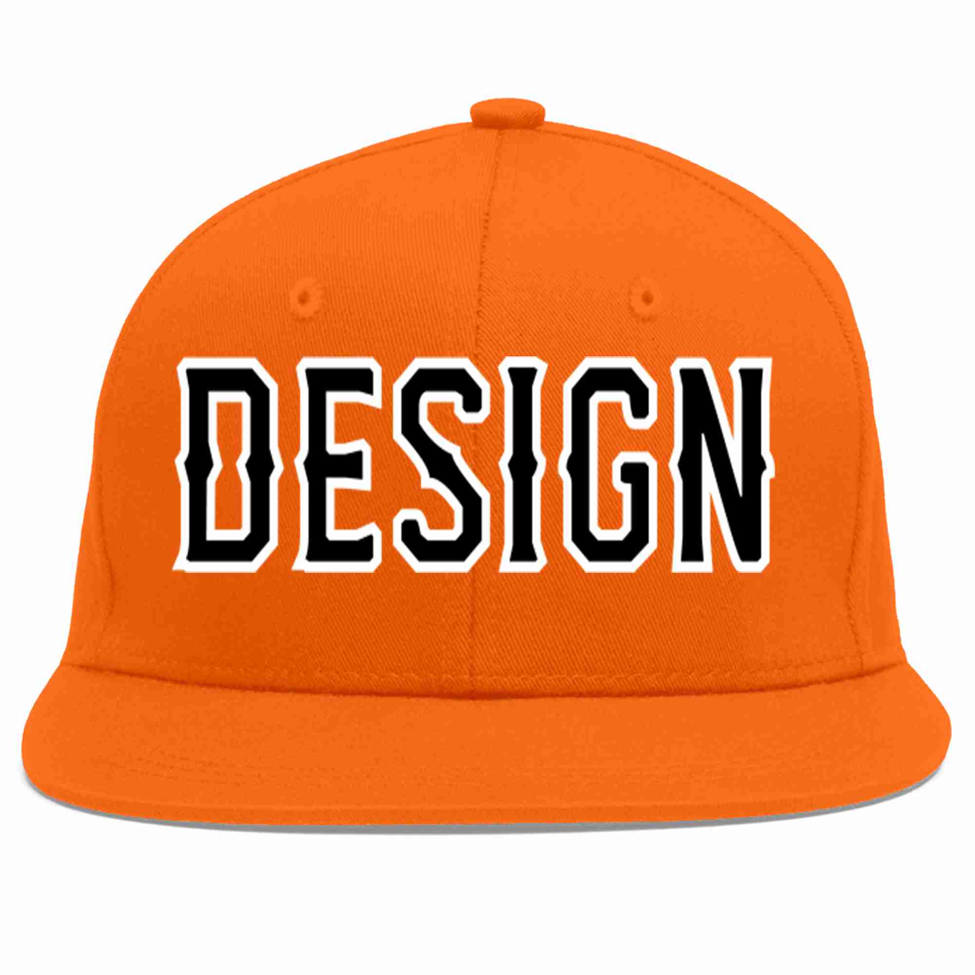 Conception personnalisée de casquette de baseball de sport à avant-toit plat orange noir-blanc pour hommes/femmes/jeunes