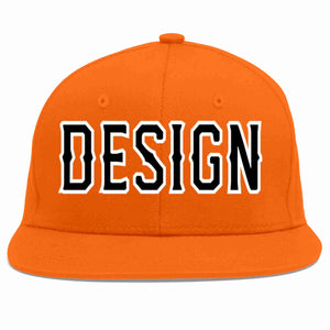 Conception personnalisée de casquette de baseball de sport à avant-toit plat orange noir-blanc pour hommes/femmes/jeunes