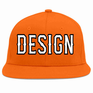 Custom Orange White-Black Flat Eaves Sport Baseball Cap Design for Men/Women/Youth