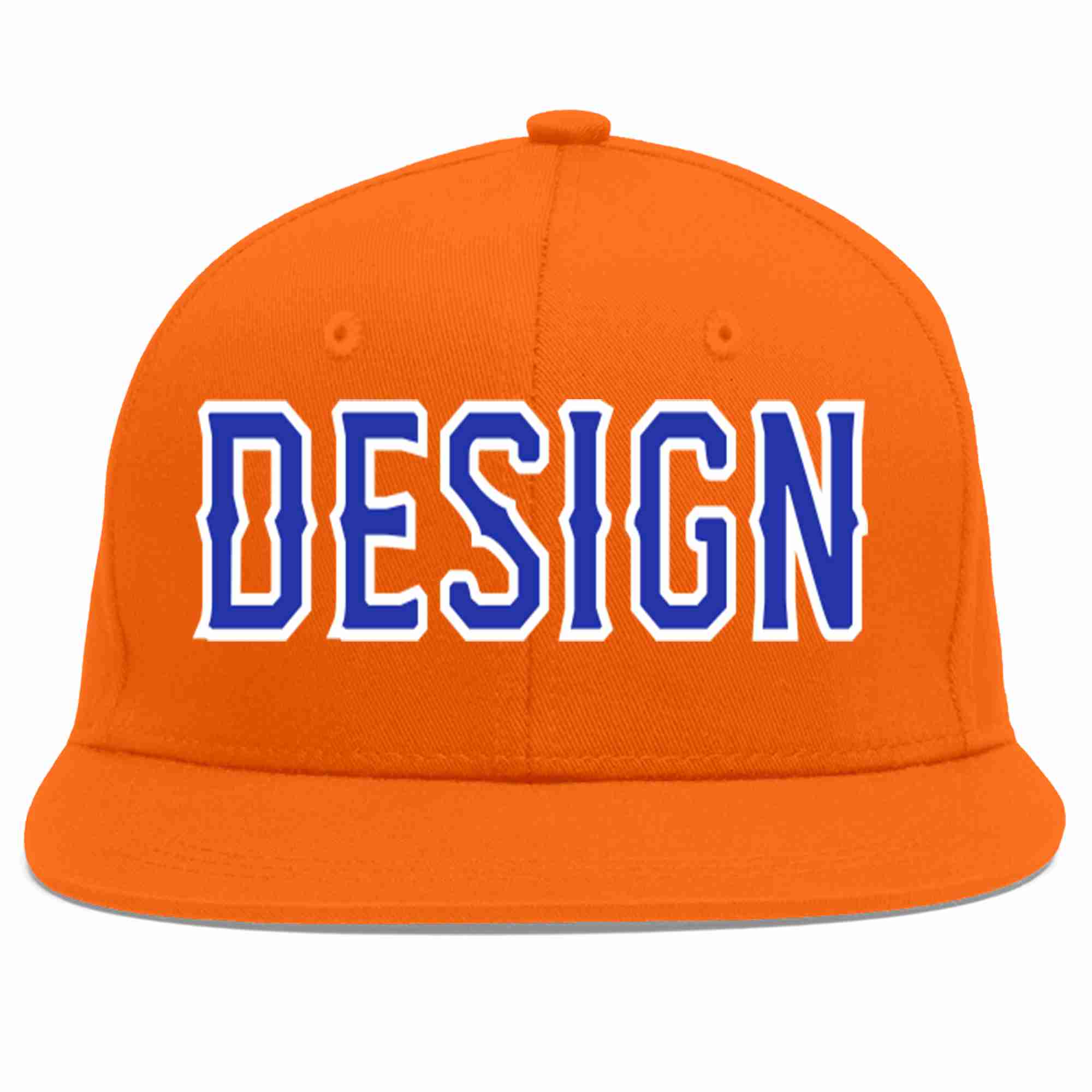 Custom Orange Royal-White Flat Eaves Sport Baseball Cap Design for Men/Women/Youth