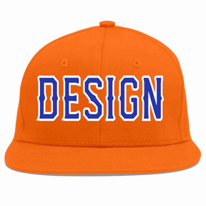 Conception personnalisée de casquette de baseball de sport à avant-toit plat orange royal-blanc pour hommes/femmes/jeunes