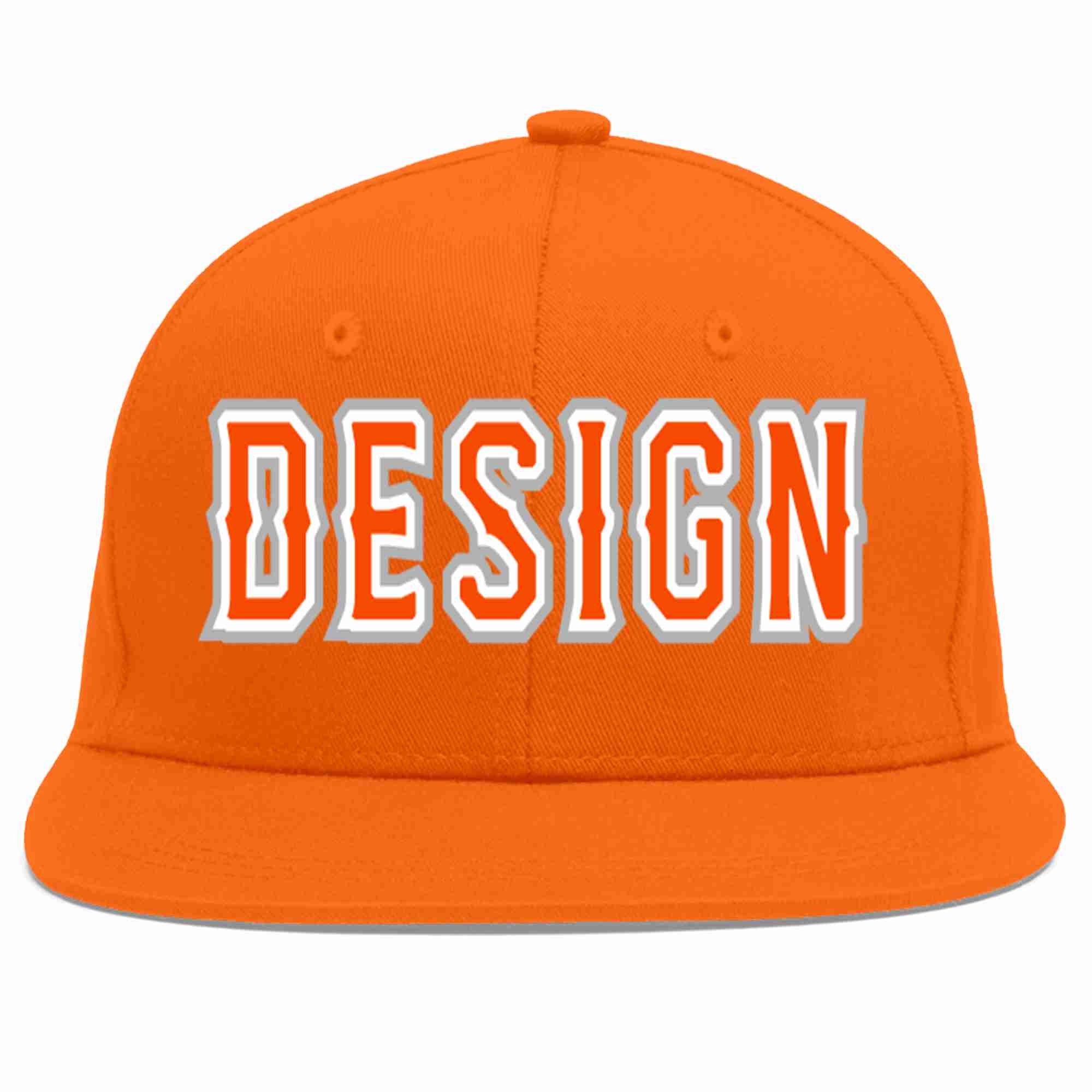 Conception personnalisée de casquette de baseball de sport à avant-toit plat orange orange-blanc pour hommes/femmes/jeunes