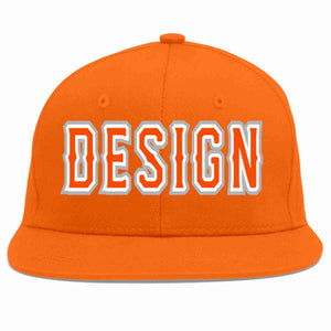 Custom Orange Orange-White Flat Eaves Sport Baseball Cap Design for Men/Women/Youth