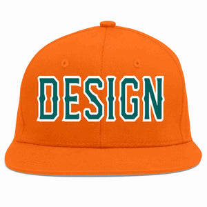 Custom Orange Aqua-White Flat Eaves Sport Baseball Cap Design for Men/Women/Youth