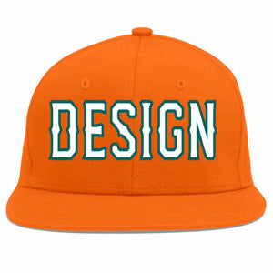 Custom Orange White-Aqua Flat Eaves Sport Baseball Cap Design for Men/Women/Youth