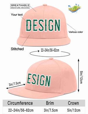 Custom Pink Kelly Green-White Flat Eaves Sport Baseball Cap Design for Men/Women/Youth