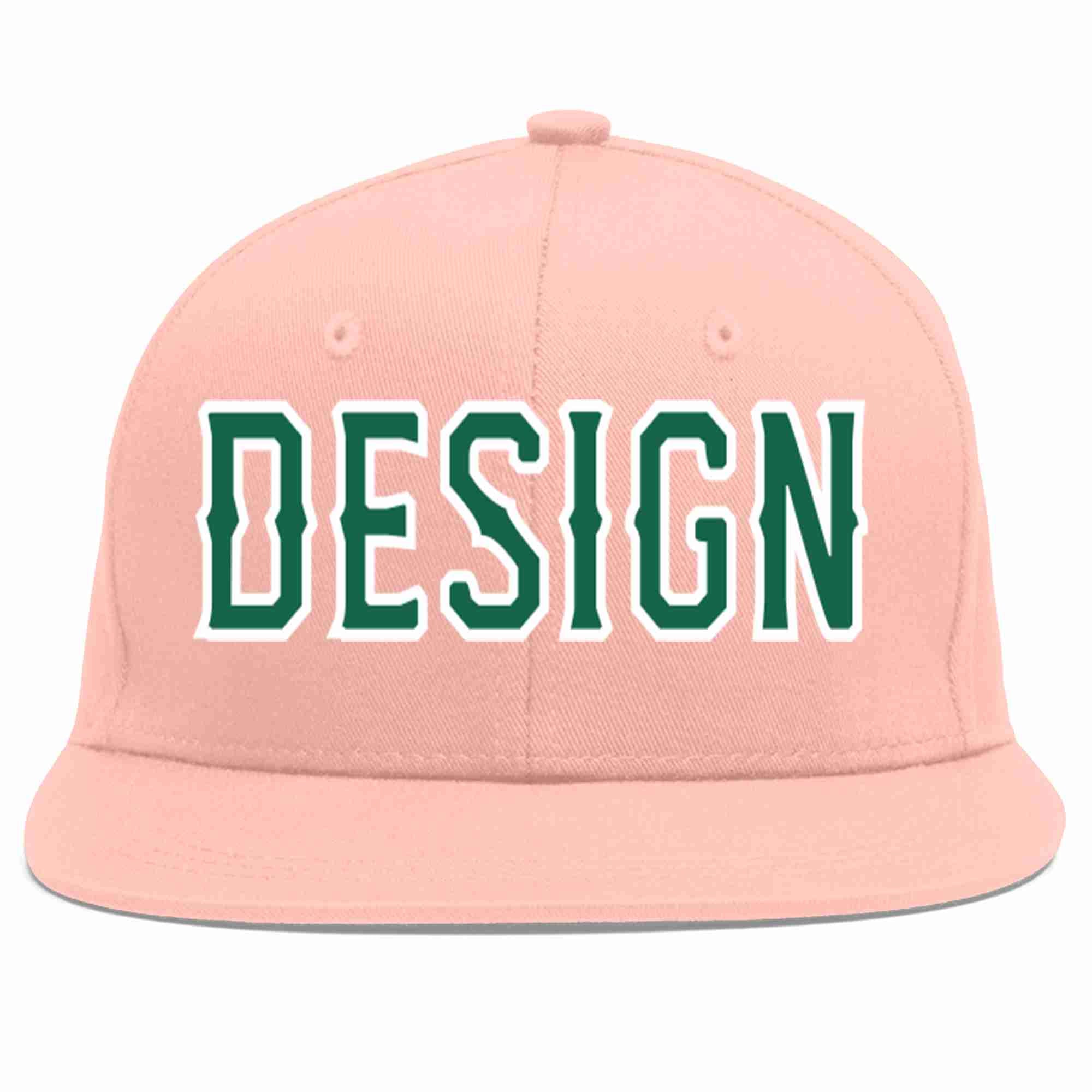 Custom Pink Kelly Green-White Flat Eaves Sport Baseball Cap Design for Men/Women/Youth