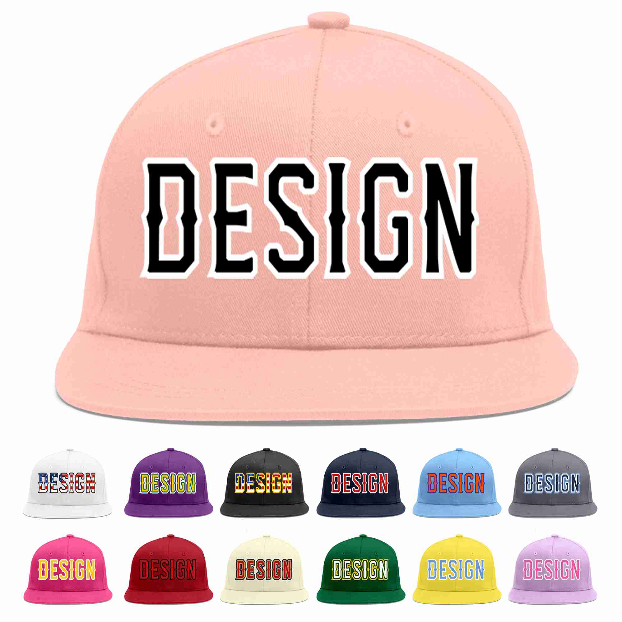 Custom Pink Black-White Flat Eaves Sport Baseball Cap Design for Men/Women/Youth