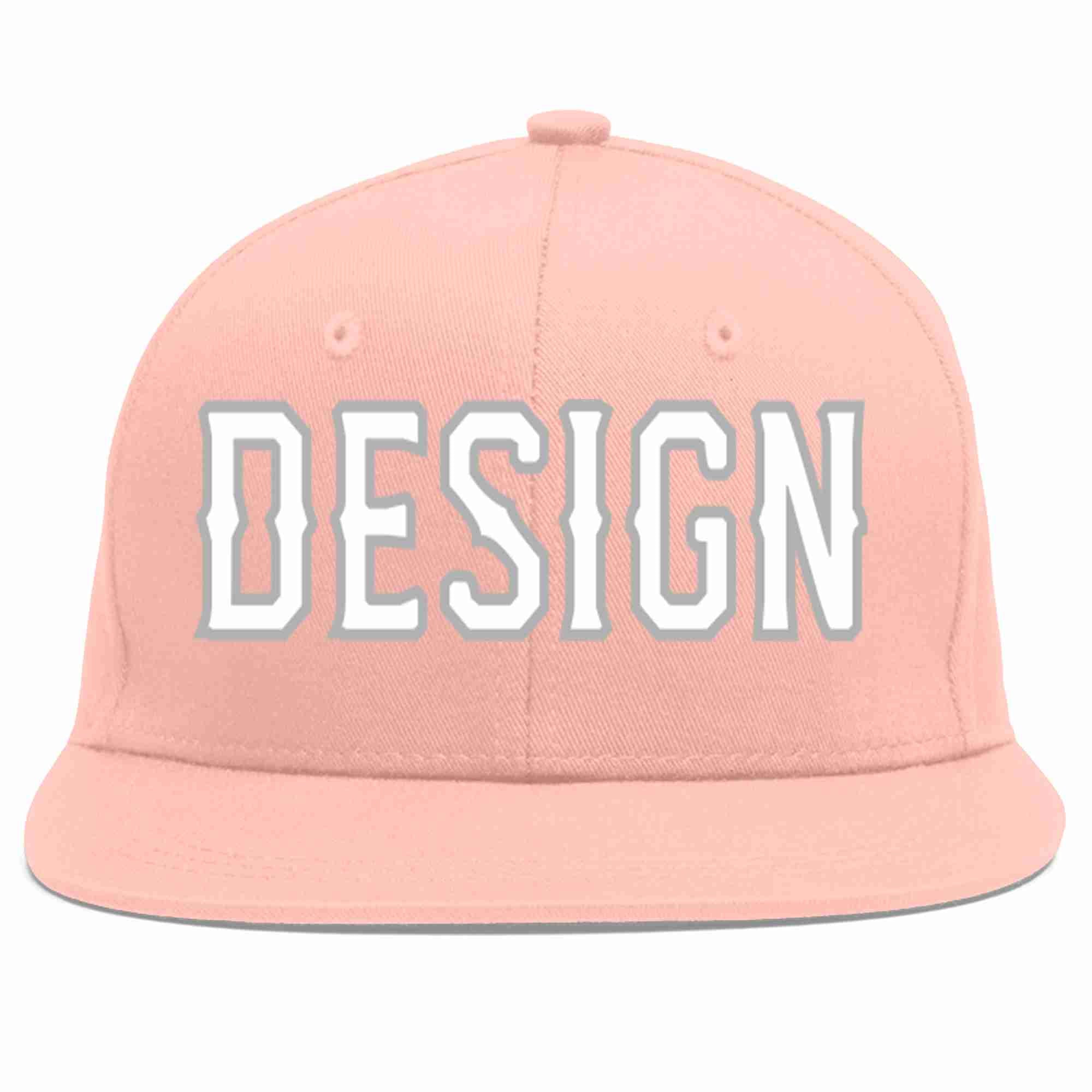 Custom Pink White-Gray Flat Eaves Sport Baseball Cap Design for Men/Women/Youth