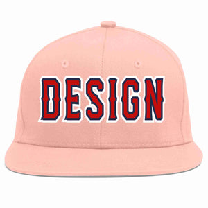 Conception personnalisée de casquette de baseball de sport à avant-toit plat rose rouge-marine pour hommes/femmes/jeunes