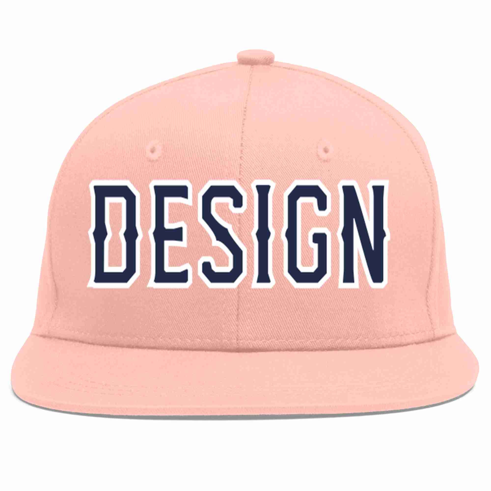 Custom Pink Navy-White Flat Eaves Sport Baseball Cap Design for Men/Women/Youth