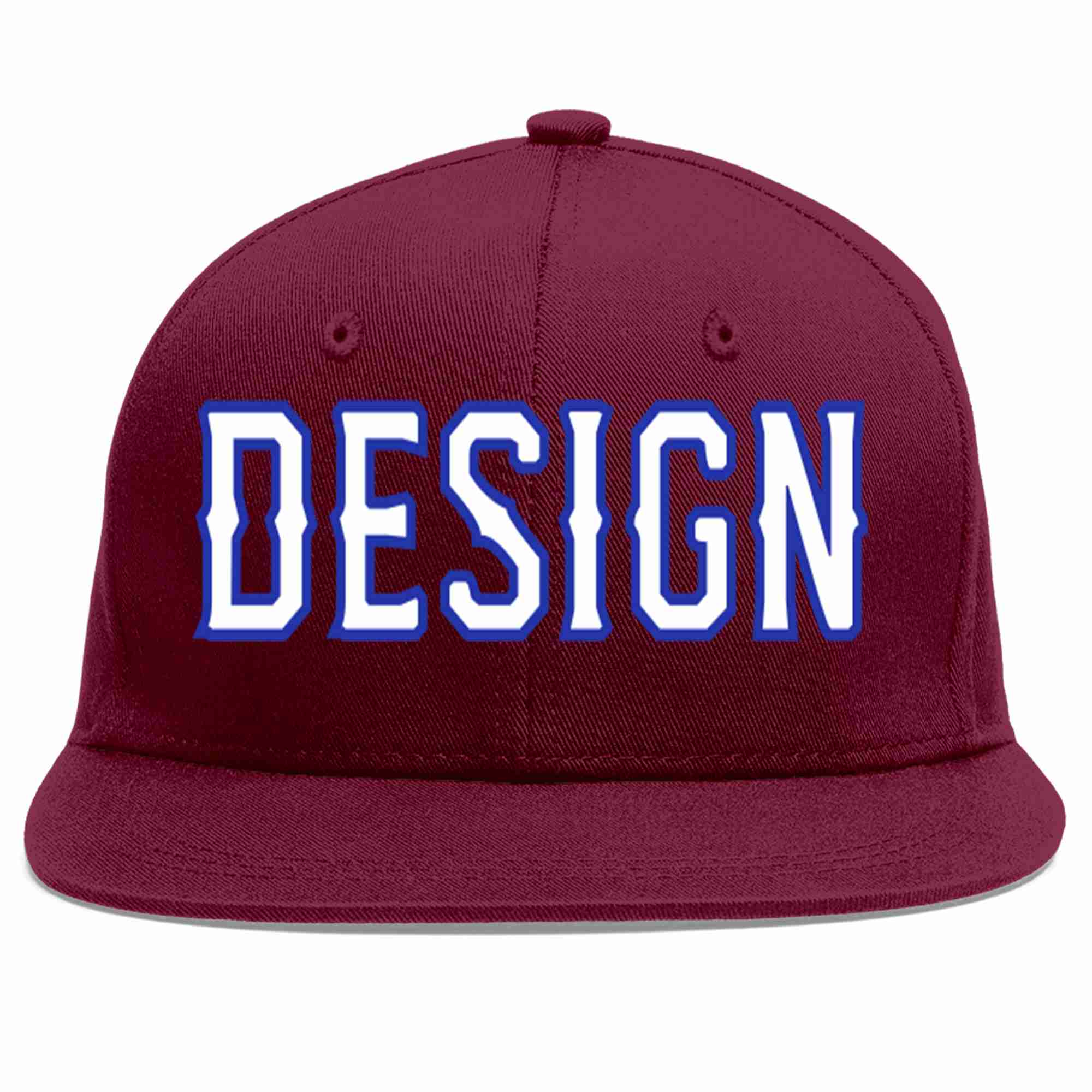 Casquette de baseball personnalisée Crimson White-Royal Flat Eaves Sport pour hommes/femmes/jeunes