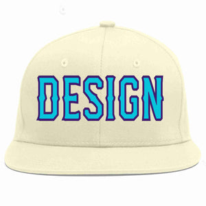 Custom Cream Light Blue-purple Flat Eaves Sport Baseball Cap Design for Men/Women/Youth