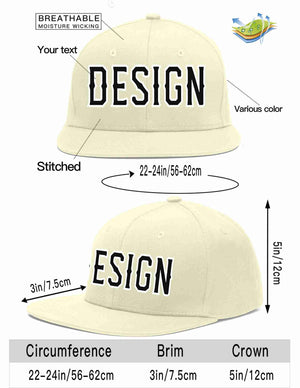 Custom Cream Black-White Flat Eaves Sport Baseball Cap Design for Men/Women/Youth