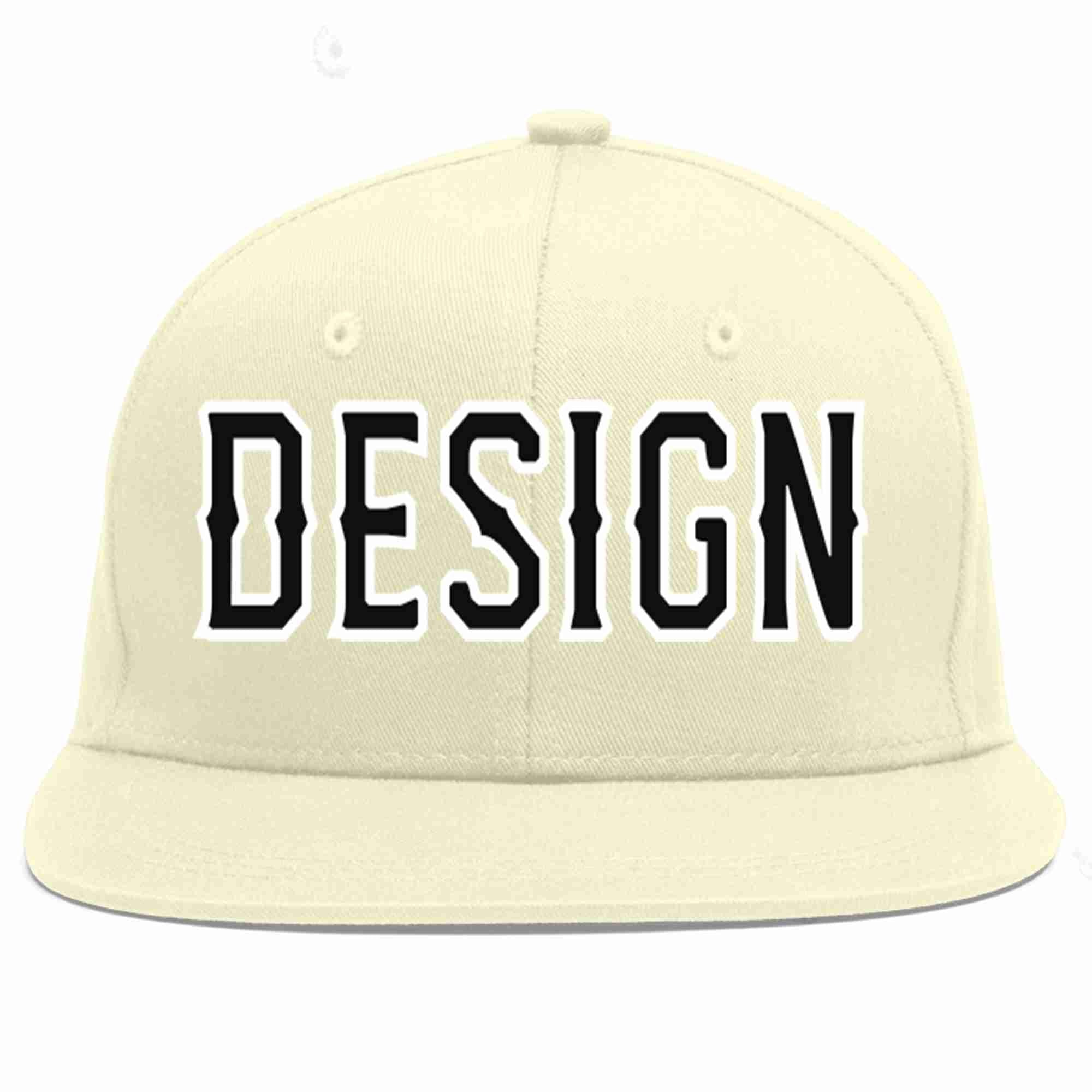 Conception personnalisée de casquette de baseball de sport à avant-toit plat noir-blanc crème pour hommes/femmes/jeunes