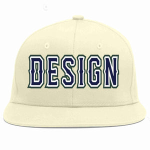 Conception personnalisée de casquette de baseball de sport à avant-toit plat bleu marine-blanc crème pour hommes/femmes/jeunes