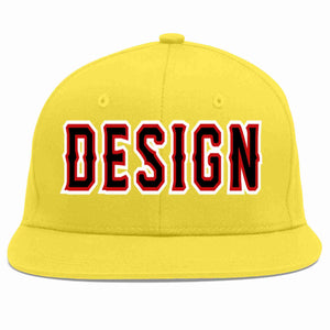 Custom Light Gold Black-Red Flat Eaves Sport Baseball Cap Design for Men/Women/Youth