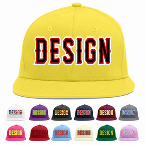 Custom Light Gold Black-Red Flat Eaves Sport Baseball Cap Design for Men/Women/Youth