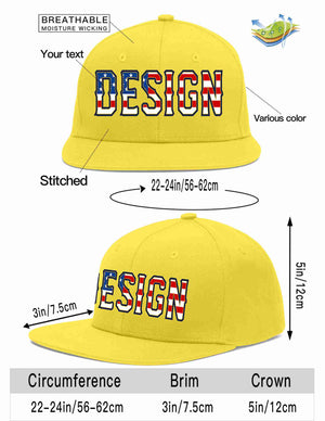 Custom Light Gold Vintage USA Flag-Gold Flat Eaves Sport Baseball Cap Design for Men/Women/Youth