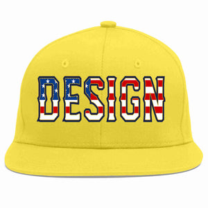 Custom Light Gold Vintage USA Flag-Gold Flat Eaves Sport Baseball Cap Design for Men/Women/Youth