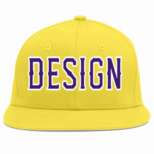 Conception personnalisée de casquette de baseball de sport à avant-toit plat violet-blanc or clair pour hommes/femmes/jeunes