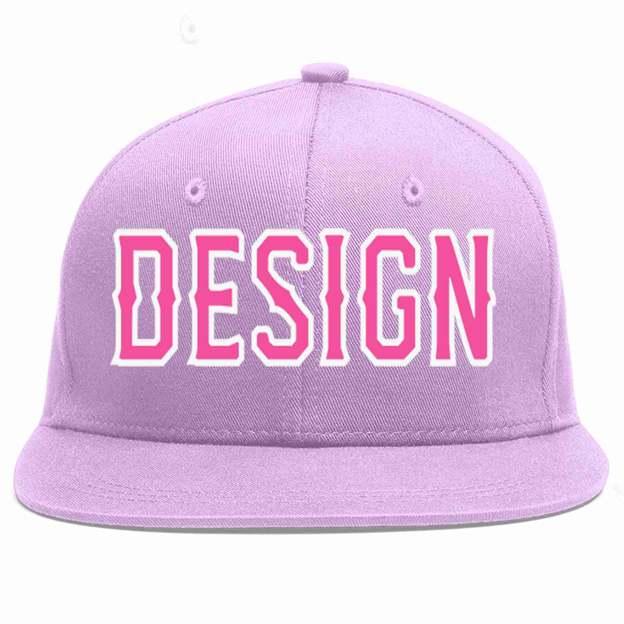 Custom Light Purple Pink-White Flat Eaves Sport Baseball Cap Design for Men/Women/Youth