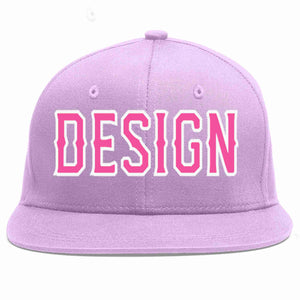 Conception personnalisée de casquette de baseball de sport à avant-toit plat violet clair rose-blanc pour hommes/femmes/jeunes